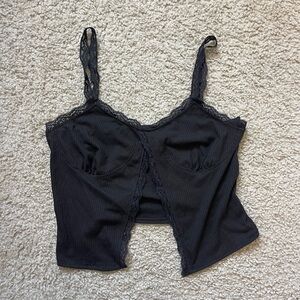 Black Lace Trim Camisole Top